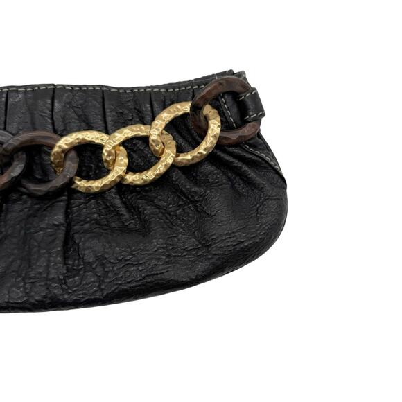 Juicy Couture Black Leather Clutch Bag‎ Gold Chain Vintage Y2K - Picture 3 of 9